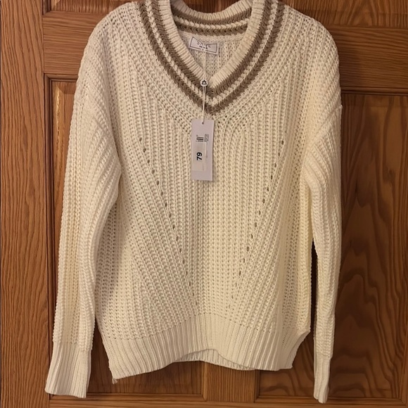 NWT Sage the Label Anthropology Ivory V-Neck Sweater - Picture 5 of 7